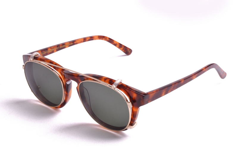 Tortoiseshell acetate sunglasses showing layered color and polished edges