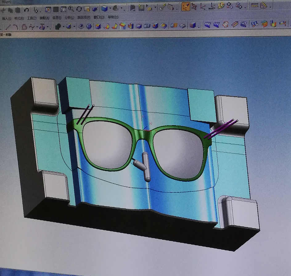 CAD mold design for an eyewear injection molding tool