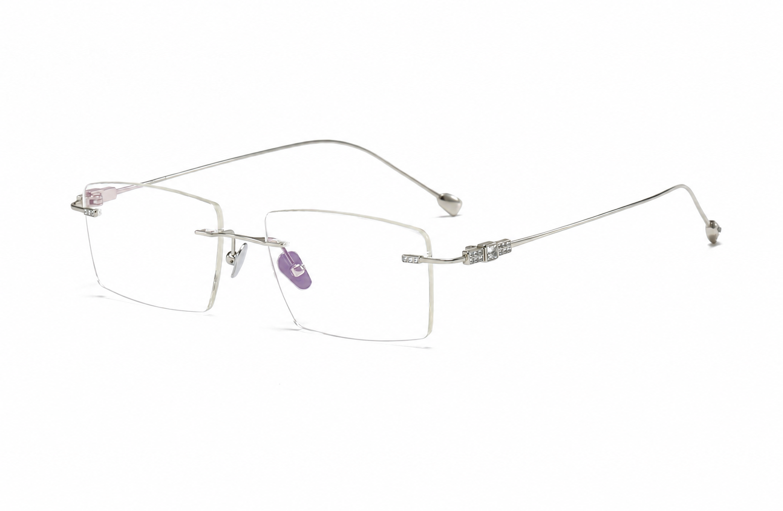 Silver rimless metal optical frame