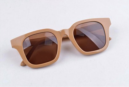 CNL tan square sunglasses with dark lenses
