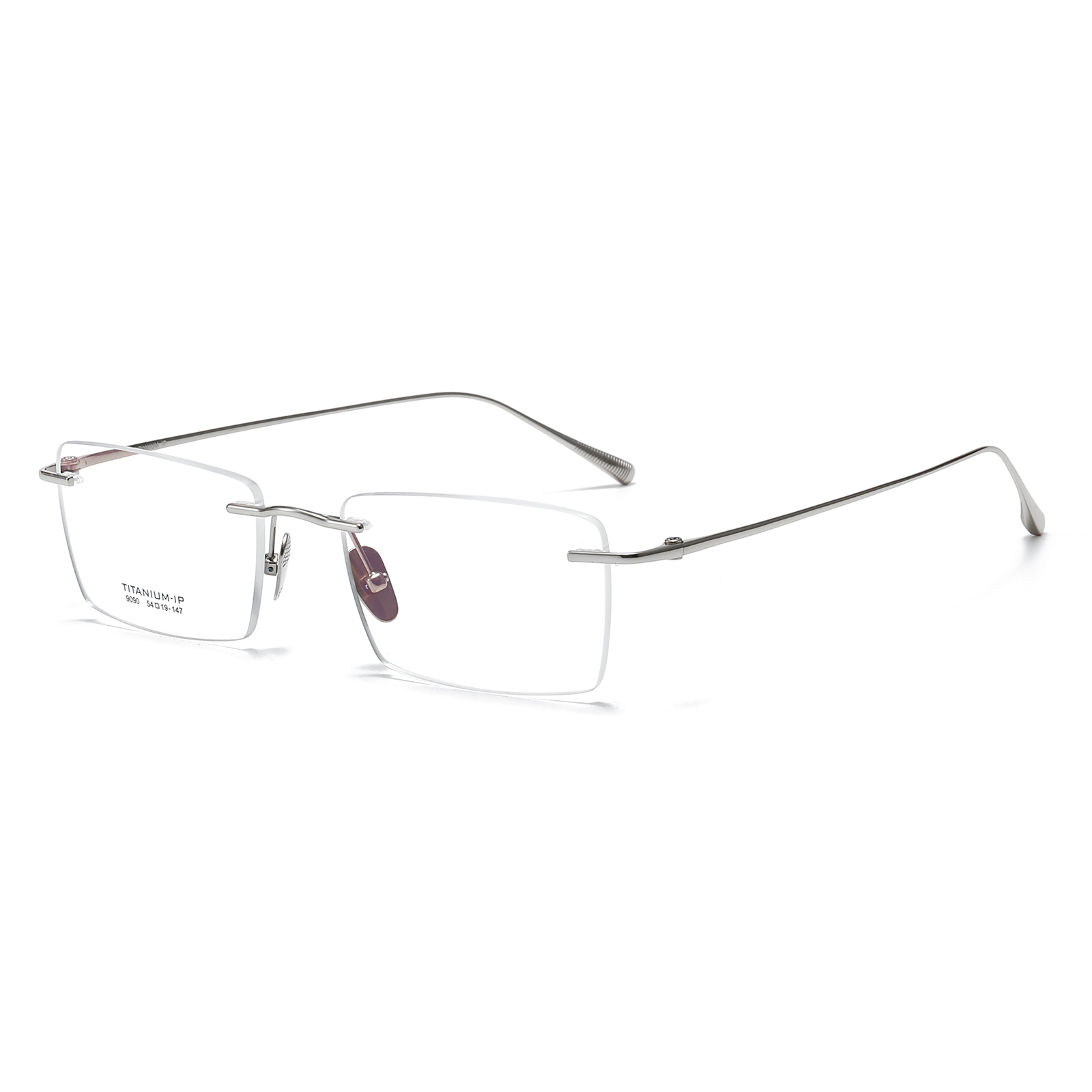 Silver rimless titanium optical frame